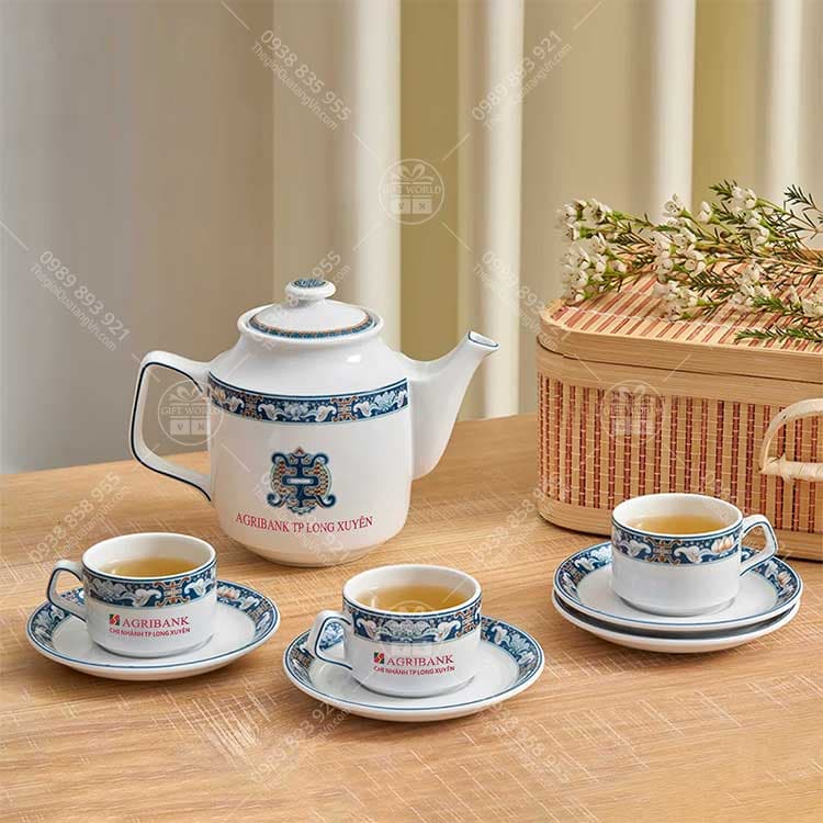 Bộ Trà Jasmine Phúc Lộc Thọ Minh Long In Logo 0.7L, 1.1L