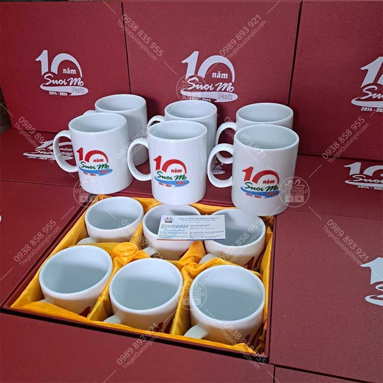 Ca Sứ Trắng Bát Tràng In Logo Theo Yêu Cầu
